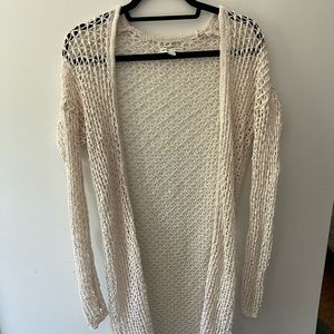 Cream Crochet-style duster